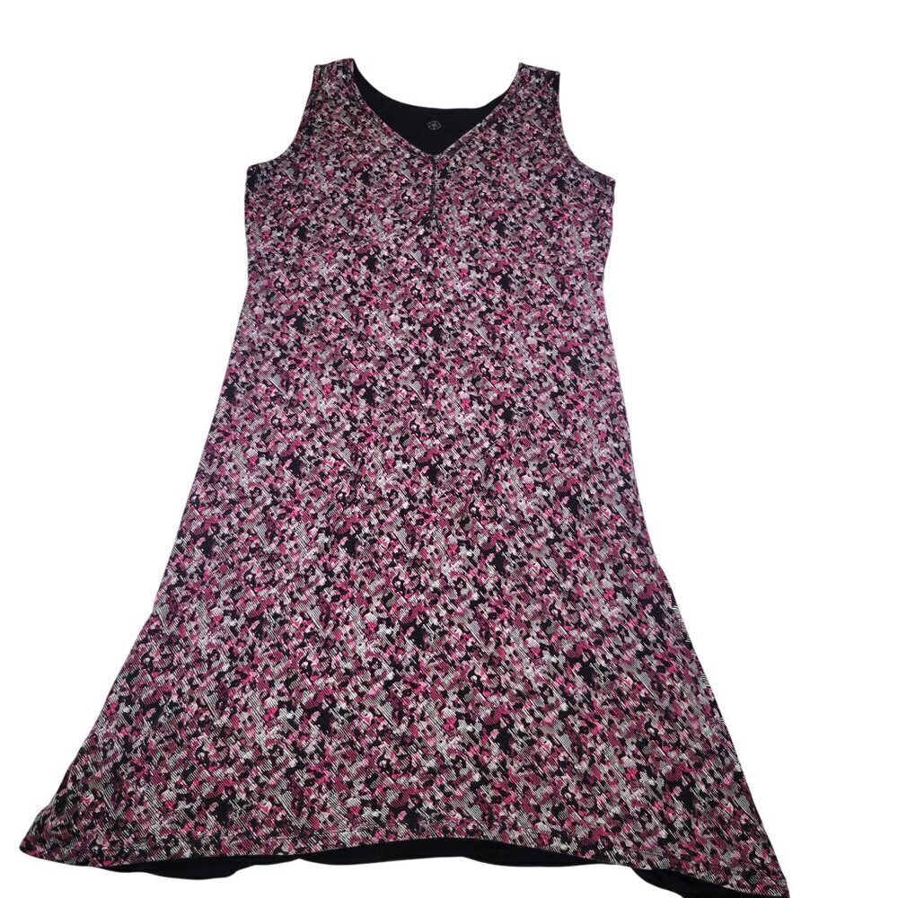 Gaiam Sleeveless Floral Pink & Black A-Line Dress No Size Tag See Measurements